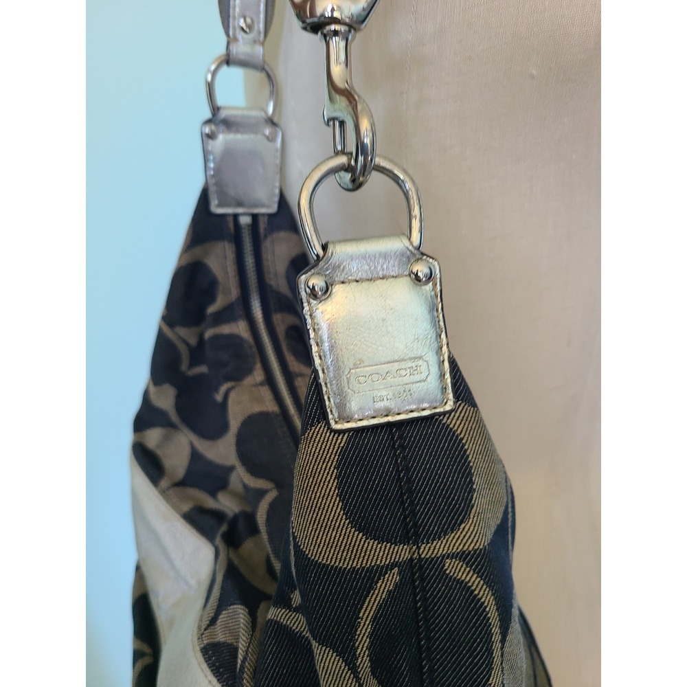 Coach Carly Signature Logo Hobo Micro Purse Denim Sparkly Y2K It Girl McBling - Picture 3 of 9
